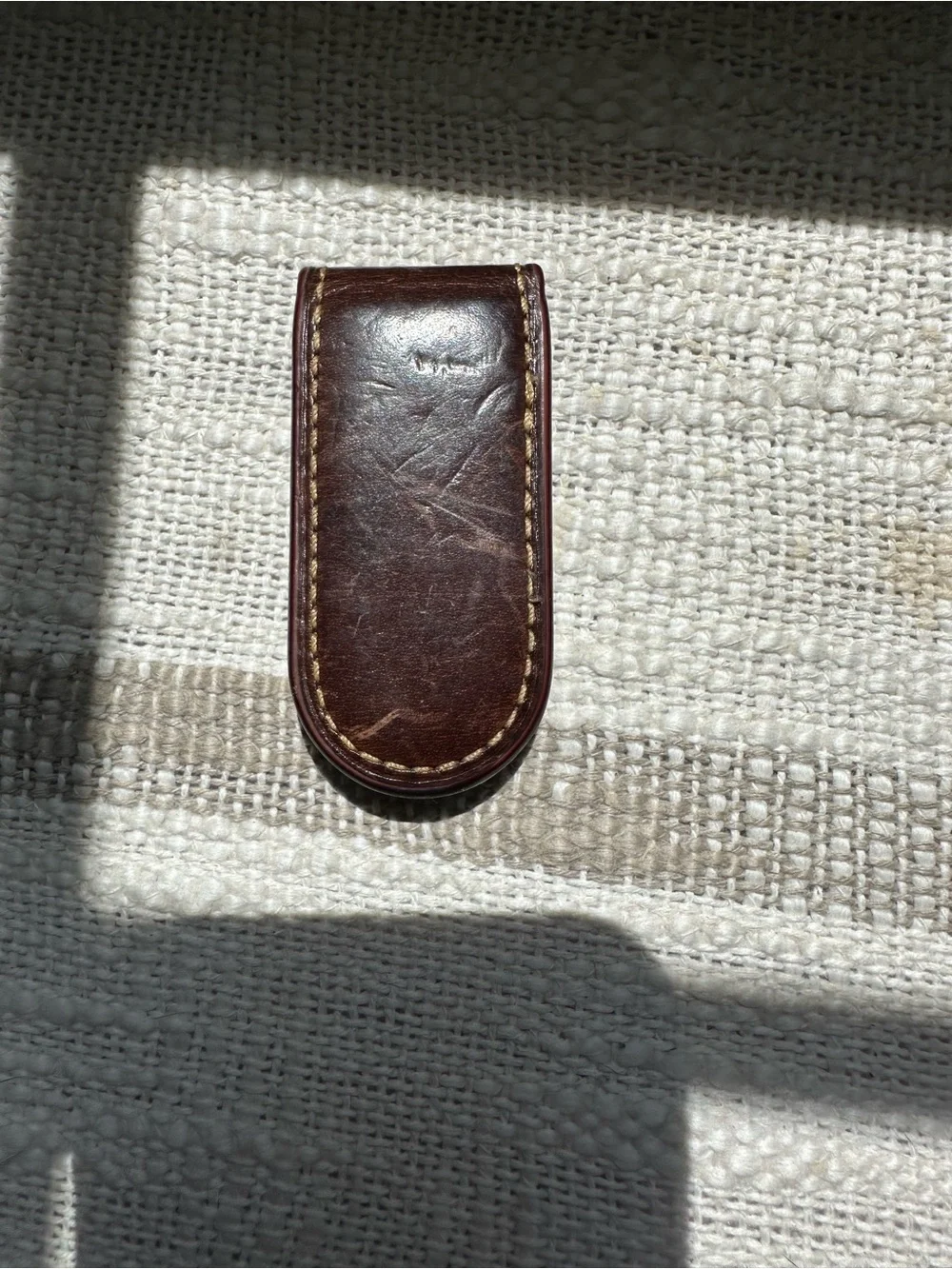 Coach Dark Brown Leather Money Clip